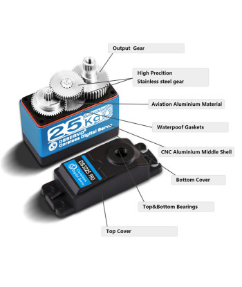 Servocomando DS3225 PRO Digital Coreless 39KG/0.065sec @ 8.4V – Servo RC ad alte prestazioni