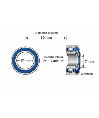 copy of copy of copy of Cuscinetti a Sfere Set 2 pz  6800 RS ABEC-7 10x19x5 mm con Guarnizione in Gomma Blu Alta Precisione