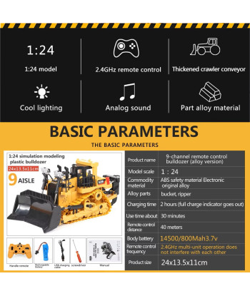 Track Type Tractor Radiocomandato Yigong 2.4GHz con Cingoli, Suoni e Luci LED – Batteria Inclusa 🚜