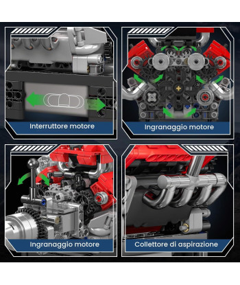 Mould King 10204 Kit Motore V8 da Costruzione 750 Pezzi con Parti Mobili