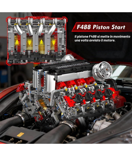 Mould King 10130 F488 Super Car V8 Motorizzato 2718 Pezzi