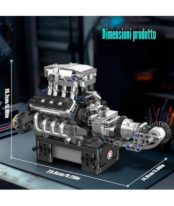 copy of copy of Mould King 10204 Kit Motore V8 Funzionante con Motore Elettrico – 750 Pezzi – Alimentazione 6 Batterie AA