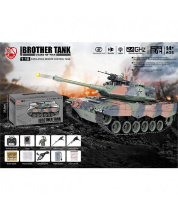 Carro Armato RC Brother Tank German Leopard 2 1:18 Radiocomandato 2.4GHz RTR BT-822 con Luci, Suoni e Torretta Rotante