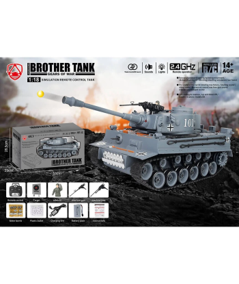 Carro Armato RC Tiger I Brother Tank BT-812 1:18 Tiro Fumo