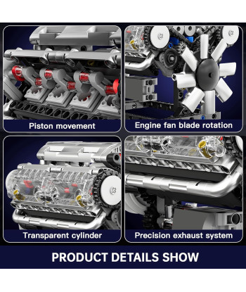 copy of copy of copy of copy of copy of Mould King 10204 Kit Motore V8 Funzionante con Motore Elettrico – 750 Pezzi – Alimen