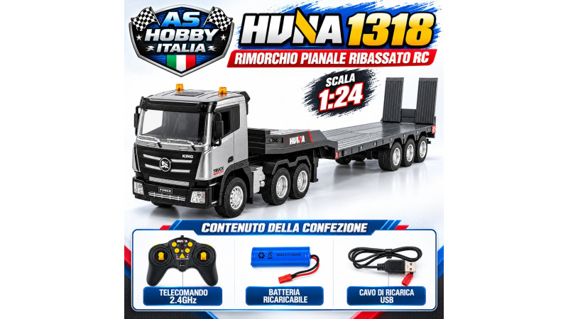Huina 1318 Rimorchio Pianale RC 1:24 2.4GHz con Luci e Suoni