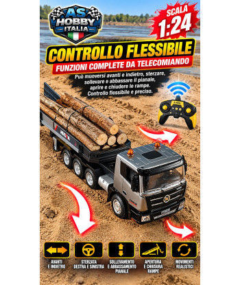 Huina 1318 Rimorchio Pianale RC 1:24 2.4GHz con Luci e Suoni