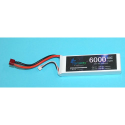 Batteria LiPo 6000 mAh 50C  2S 7,4 V–T Spina