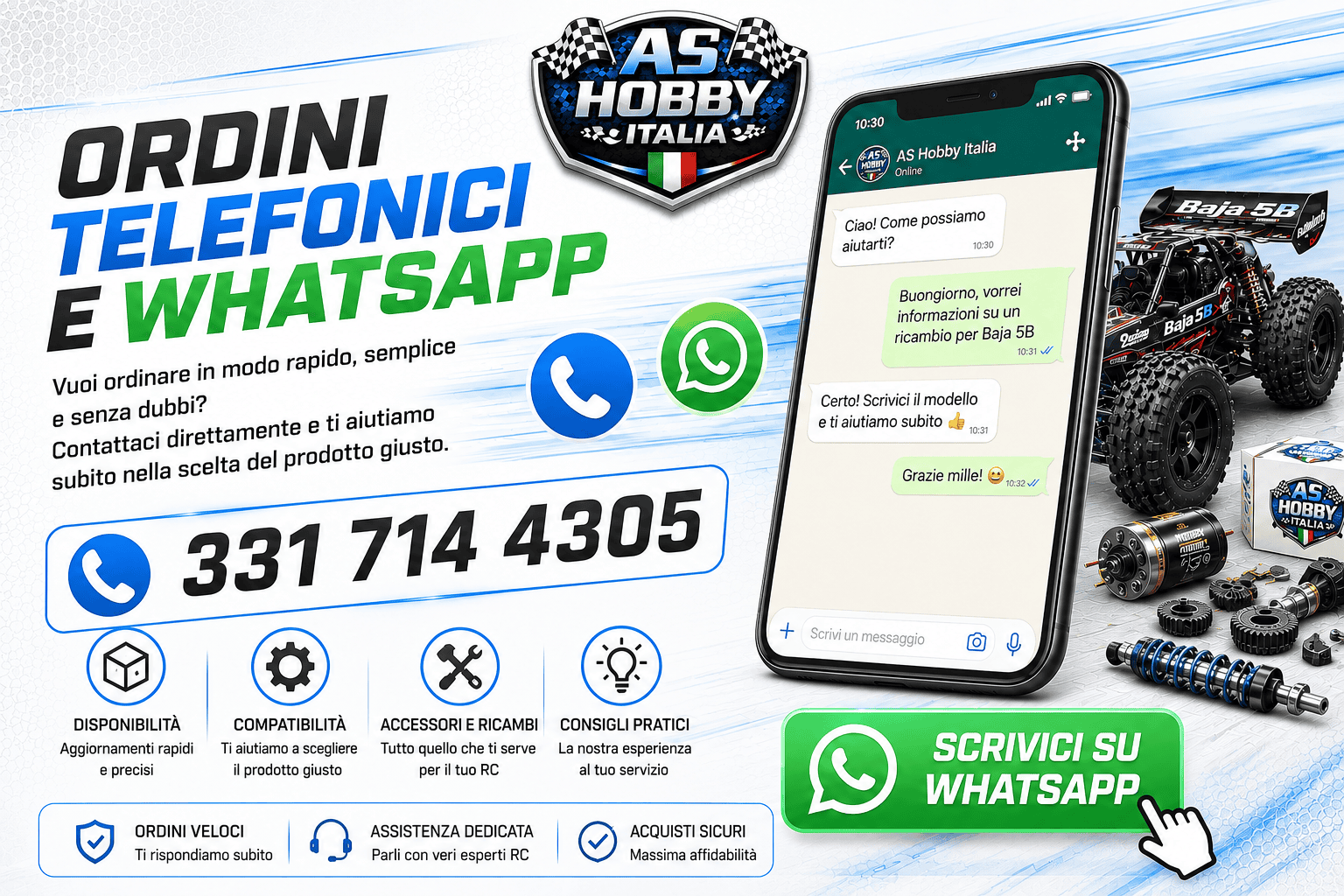 Contatto telefonico e assistenza WhatsApp